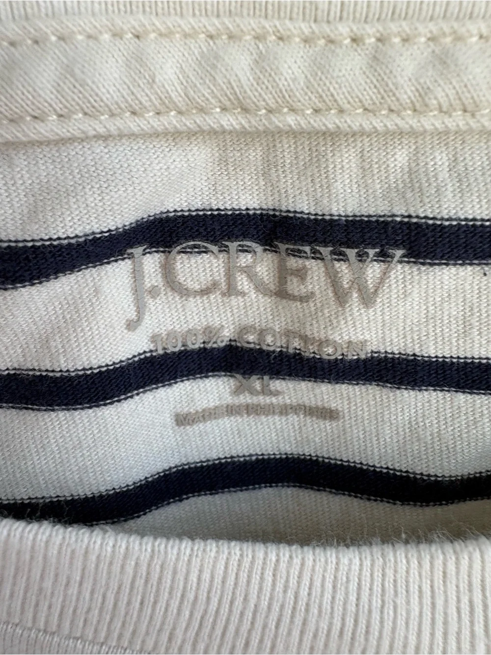 J.Crew Oversized Striped T-Shirt XL White Navy 100% Cotton Relaxed Fit